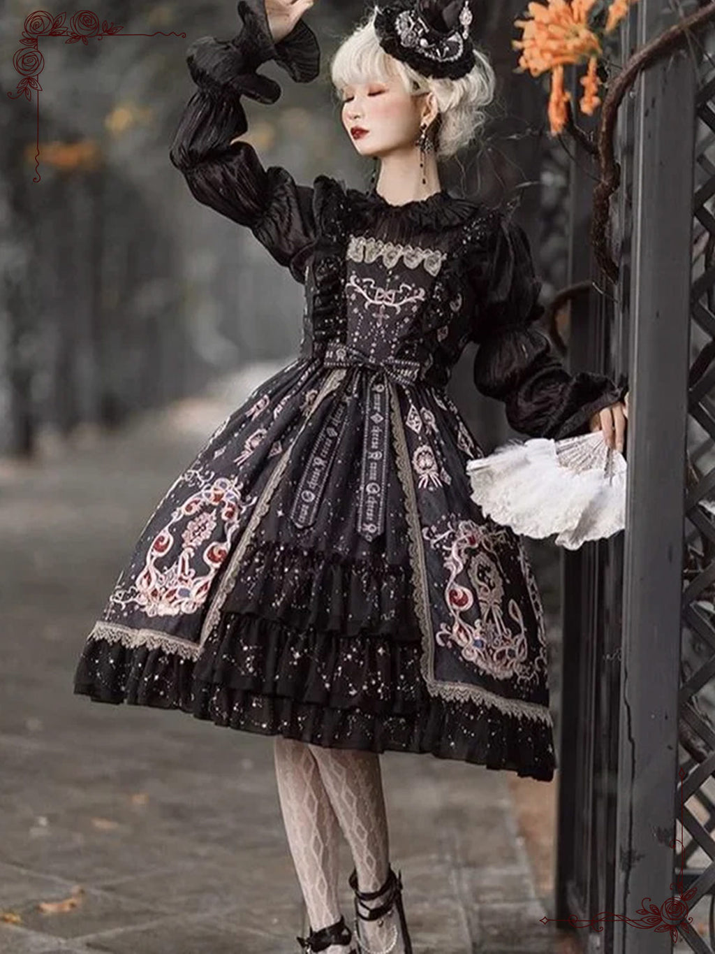 Red Black Court Style Classic Lolita Gothic Vintage Design for Spring Fall