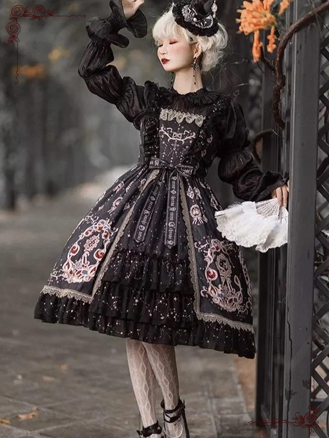 Red Black Court Style Classic Lolita Gothic Vintage Design for Spring Fall