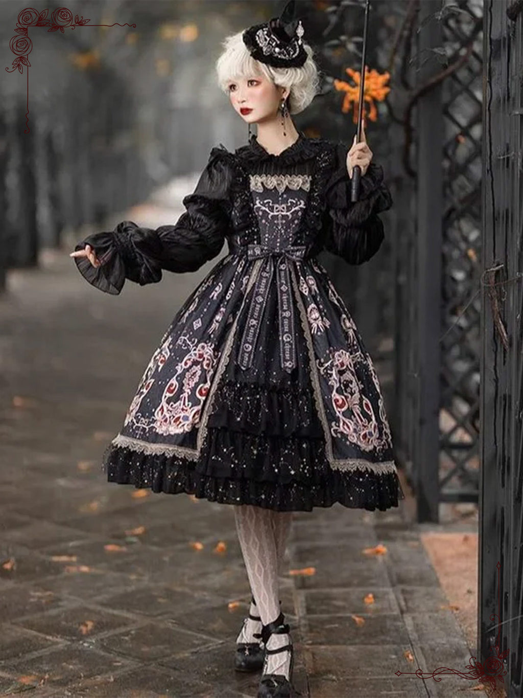 Red Black Court Style Classic Lolita Gothic Vintage Design for Spring Fall