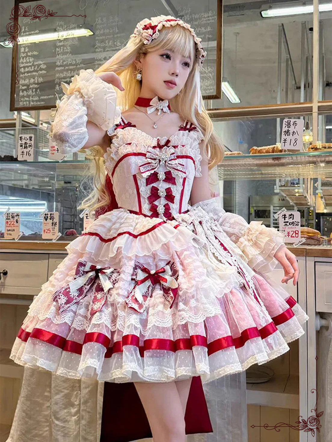 Pink Sweet Lolita Princess Dress with Ruffle Embroidery Fluffy Lace Fishbone